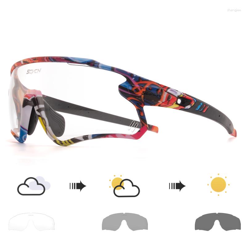 Açık Gözlük Scvcn Pochromic Bisiklet Güneş Gözlüğü Lüks Gözlükler Erkekler için Balıkçı Bisiklet Sürüşü Kadın Bisiklet Goggles