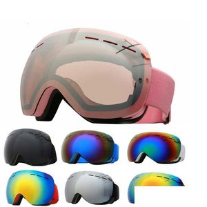 Outdoor bril ski-bril vrouwen mannen dubbele lens anti-vog skicasmasker accessoires snowboardglazen roze uv winddichte grote sneeuw 230201 dhy41