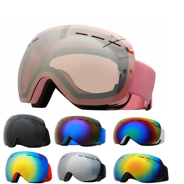 Lunettes de plein air Lunettes de ski Femmes Hommes Double lentille Anti-buée Masque de ski Accessoires Lunettes de snowboard Rose UV Coupe-vent Big Snow 230201