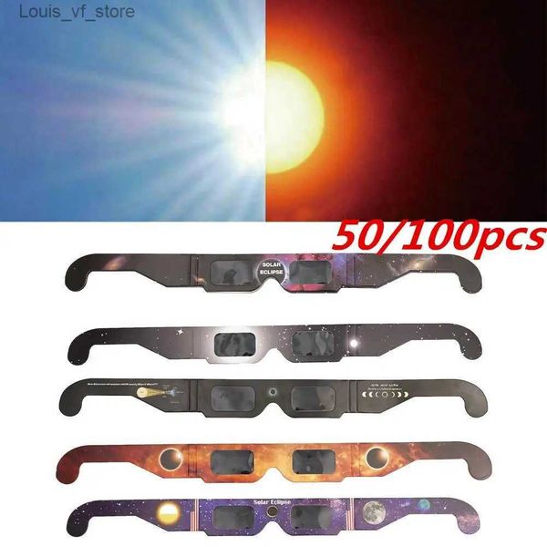 Lunettes de soleil Lunettes de soleil Lunettes d'extérieur / Lot Professionnel 2024 Papier 3D sûr Anti UV Lunettes de visualisation de l'éclipse lunaire Protégez les yeux Couleurs aléatoires H240316