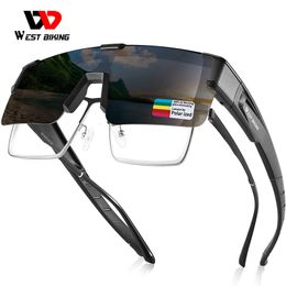 Gafas para exteriores WEST BIKING Fit Over Myopia Glasses Cover Sunglasse Polarized UV400 Goggles Outdoor Driving Anti-Pochromic Gafas de sol 230608