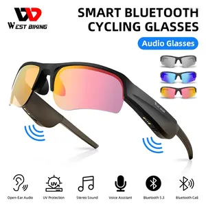 Brillen voor buiten WEST BIKING Smart Bluetooth-bril Koptelefoon Audiobellen Zonnebril Sport Stereo-headsets Muziek UV400 Fietsen