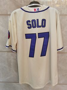 Outdoorfans jas Smugglers 77 SOLO Baseball Jersey geborduurde aangepaste uniformen