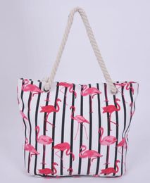 Sac de plage de mode en plein air sac fourre-tout en toile Flamingo s grande capacité coton Shopping sacs fourre-tout mignon femmes sacs à main