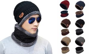 Outdoor Mode Solid 2 Stks Beanie Sjaal Set Fleece Winter Warm Balaclava Sjaal Hoed Hals Dames Mannen