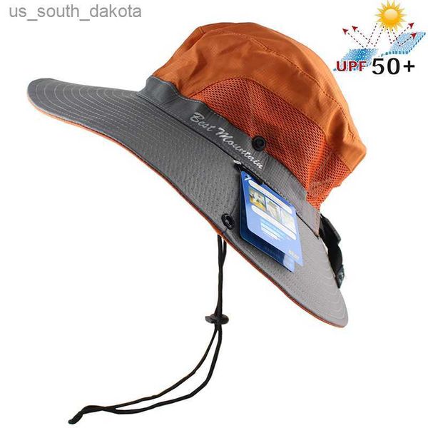 Pescador al aire libre UPF 50+ Sombrero para el sol Cubo Verano Hombres Mujeres Pesca Boonie Sombrero Sol Protección UV Largo Gran ala ancha Bob Senderismo L230523