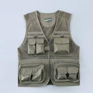 Gilets de pêche en plein air séchage rapide respirant multi-poches vestes en maille photographie randonnée gilet de poisson déchargement gilet tactique manteau