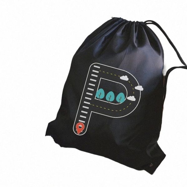 Bolsas deportivas al aire libre Fitn Paquete de bolsillo Bolsa de yoga Mochila Mochila Bolsas personalizadas Señal de tráfico Letras Imprimir bolsa con cordón Z7ZY #