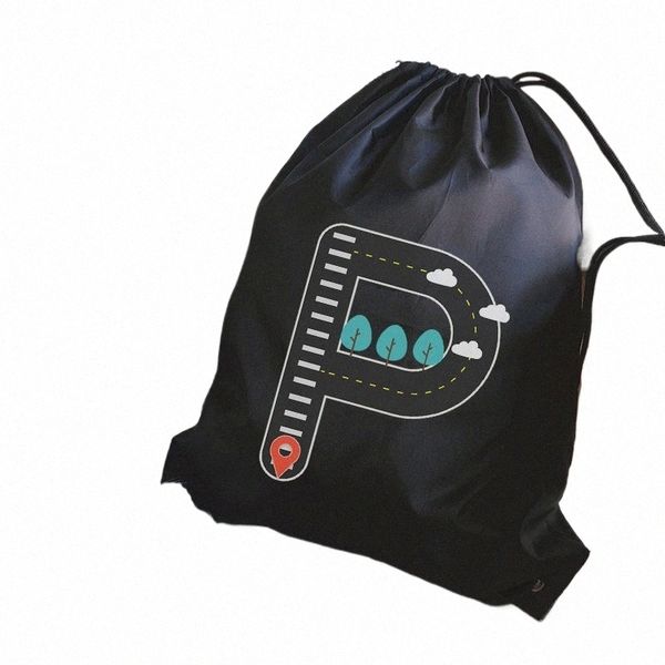 bolsas de deportes al aire libre Bolsas de bolsillo de bolsillo de bolsillo mochila mochila bolsas de libros personalizadas cartas de signo de carretera imprimen bolso de cordón z70r#