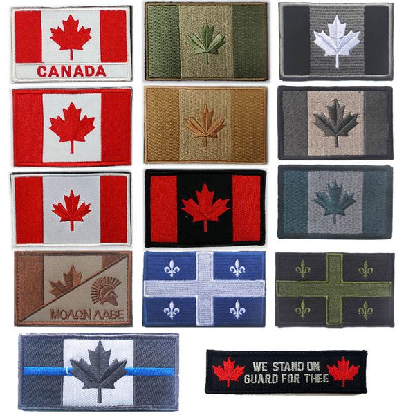 Autocollants de patch de drapeau de pays en plein air insignes brodés autocollants de brassard feuilles d'érable tactique Canada NO14-012