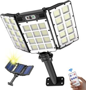 Projecteurs d'extérieur, 800 LED 5000LM Lampes solaires étanches avec télécommande, Projecteur de sécurité IP65 avec 3 modes, 3 têtes d'éclairage à 270° pour porche, cour, terrasse