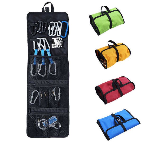 Gancho de escalada plegable para exteriores, bolsa de almacenamiento de cuerda, contenedor 420D, tela Oxford, equipo de montañismo, bolsa colgante portátil Q0721