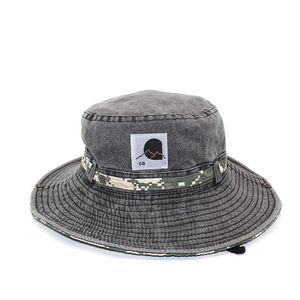 Chapeau seau pliant d'extérieur pour hommes, avec ficelle de styliste, chapeaux à large bord réglables, Design à boutons, chapeaux décontractés