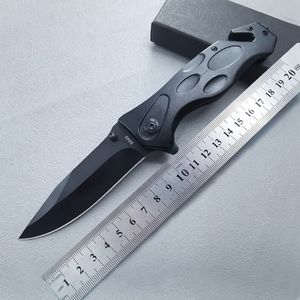 Couteau pliant d'extérieur, lame en acier inoxydable, couteau de Camping de poche, manche en aluminium, couverts de coupe EDC noirs