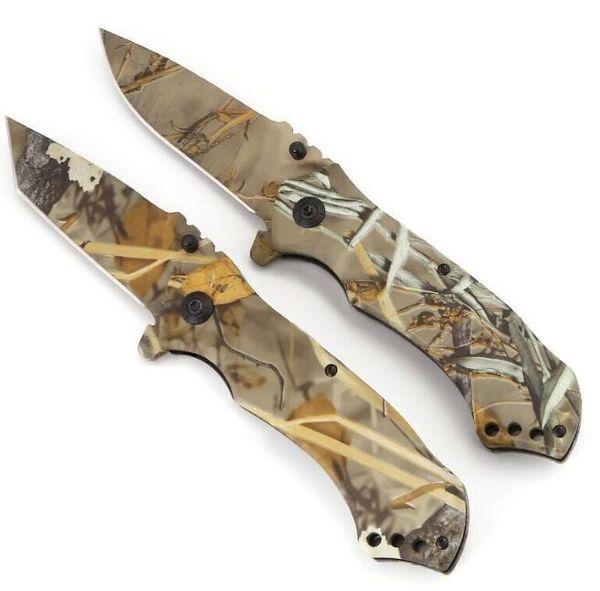 Cuchillo de bolsillo plegable al aire libre Cuchillo multifunción Camo autodefensa Cuchillo táctico Cuchillo de caza Hoja de acero 440C Cuchillo táctico Herramienta EDC