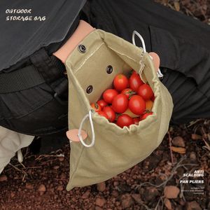 Outdoor Foerageertas Lederen Bushcraft-tas Groenteoogst Tuin Fruitplukken Taille Gereedschap Opslag Ophangtas Camping