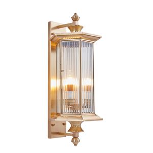 Outdoor volledig koperen wandlampen Europese vintage villa gang binnenplaats deuropening waterdichte glazen wandlamp E14 LED-lamp