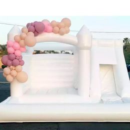 Casa de rebote de boda blanca, castillo hinchable inflable, tobogán comercial para niños, Combo divertido con piscina de bolas para Baby Shower