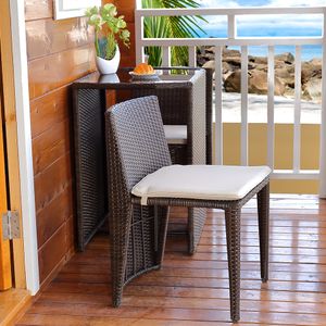 Buitenmeubelset tafel rattan stoelen tuinpatio driedelige mobiele tafel tuin balkon lounk set meubels ruimtebesparing