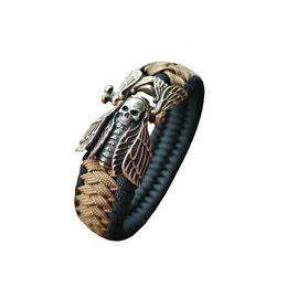 Buitengadgets 1 Set DIY Part Paracord Clasp Bracelet Buckle Dood's Head White Brass Cicada EDC Wear Gift for Men Women 230815