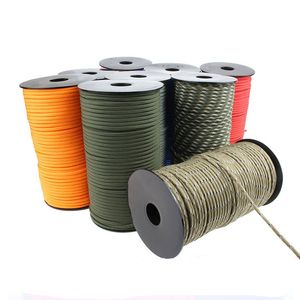 Gadgets al aire libre 100m 7 Strand 550 Paracord Rope 4 mm Camping Survival Equipment Cable Cord Tenta Lanyard 230815