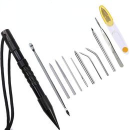 Gadgets al aire libre 12 PCSSet Paracord Agujas Herramienta de tejido de tejido de aluminio Cable de aluminio Conjunto de pulseras Kit de bricolaje 230815