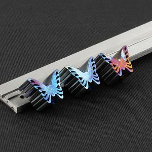 Gadgets extérieurs 1pcs Blue Titanium Alloy Couteau Perles Butterfly Paracord Corde Perle Clé Accessoires