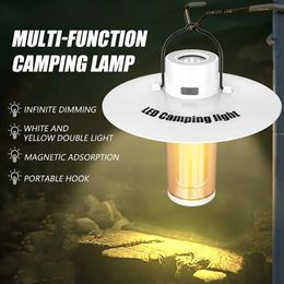 Gadgets d'extérieur Lanterne de camping 2000 mAh avec support 5 modes d'éclairage Lampes de poche à lumière d'ambiance LED Lampe de secours étanche rechargeable par USB 231018