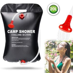 Outdoor Gadgets 20L Camp Shower Bag Zonne-energie Verwarmd Draagbaar Opvouwbaar Outdoor Badtas Reizen Wandelen Klimmen PVC Waterzak Kampeeruitrusting 230628