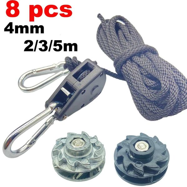 Gadgets extérieurs 4mm 2/3 / 5m 8 pcs tente de camping corde à vent arrimage corde tendeur fixation poulie cliquet auvent corde crochet boucle 231021