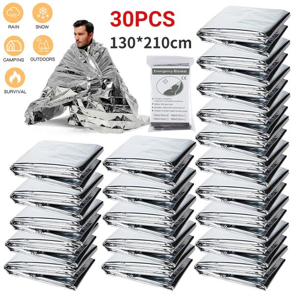 Gadgets d'extérieur 530PCS Couverture de Survie d'Urgence Étanche Premiers Secours Sliver Rescue Rideau Feuille Thermique Militaire 130x210CM 230614