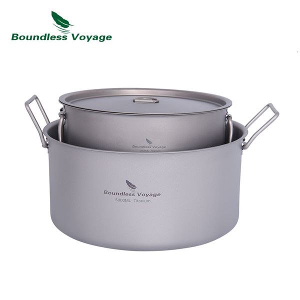 Gadgets d'extérieur Voyage sans limites 2L 5L Stock de marmite à soupe de grande capacité avec couvercle poignée pliante pour la randonnée pique-nique cuisine 230826