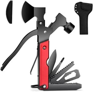 Gadgets de plein air Accessoires de camping Multitool 16 en 1 Couteau de survie Gear Axe Hammer Multi Tool pour la chasse Randonnée Gaine durable LL