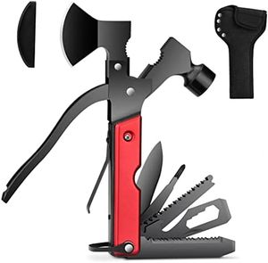 Gadgets de plein air Accessoires de camping Multitool 16 en 1 Couteau de survie Gear Ax Hammer Multi Tool pour la chasse Randonnée Gaine durable