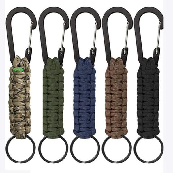 Gadgets de plein air Mousqueton Survie Porte-clés Kits Escape Paracord crochet pour Randonnée Camping Voyage Porte-clés Alpinisme Boucle mousquetons outil