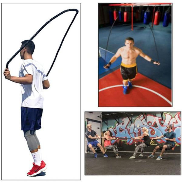 Gadgets para exteriores Fitness Cuerda de batalla de salto ponderada Longitud de 9 pies 1 pulgada de diámetro Entrenadores de salto pesado Core Slid Gliding