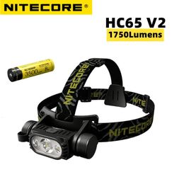 Gadgets extérieurs Lampe frontale HC65 V2 1750 lumens USB-C Phare LED rechargeable Source de trois sources de lumière blanche et rouge Lampe de camping en plein air 231018