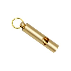 Buitengadgets Keychain Handmade Vintage Pure Brass Whistle Party Gift Camping Outdoor Water Sport Rescue Survival Brass Whistle