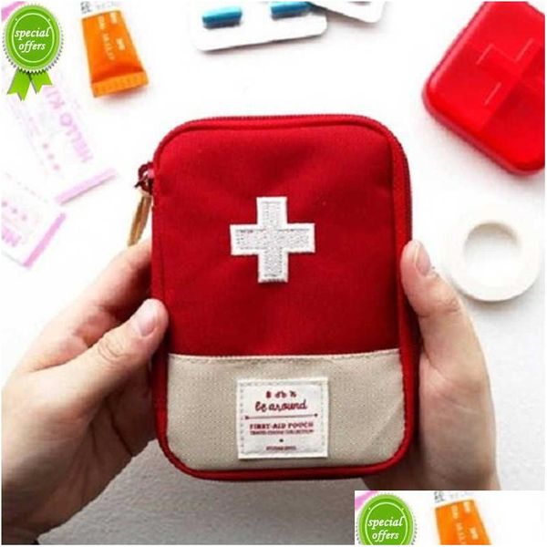 Gadgets d'extérieur Sac de rangement de pilules de médecine Mini trousse de premiers soins de voyage portable médicale Kits de survie d'urgence Organisateur domestique Dro Dhdol