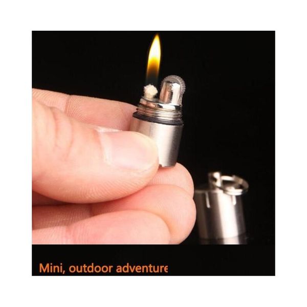 Gadgets d'extérieur Mini briquet à kérosène compact porte-clés Capse essence outils à essence gonflés livraison directe Sports de plein air Cam randonnée Dhupy