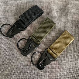 Outdoor Gadgets Molle Hanging Nylon Webbing Belt Metal Hook Buckle Olecranon Keychain Clasp Tactical Carabiner Backpack EDC Gear