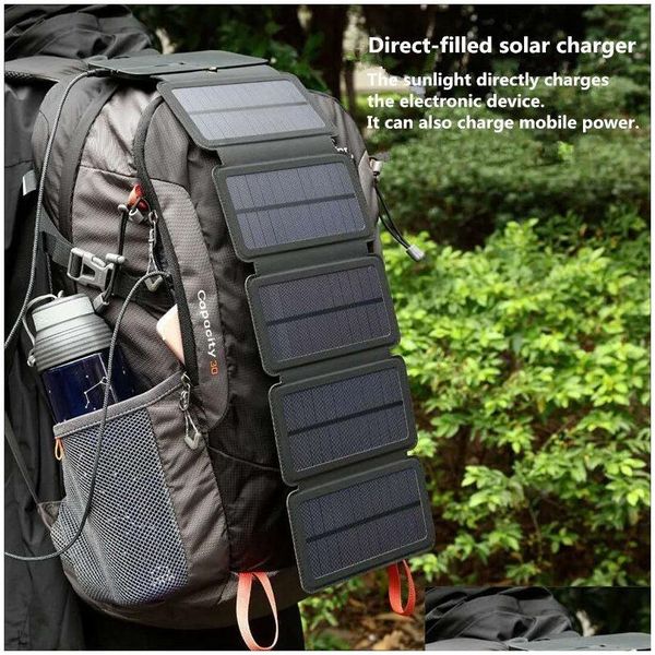 Gadgets extérieurs Panneau de charge solaire portable mtifonctionnel Pollable pliable 5V 21A USB Dispositif de sortie CAM High Power 230922 Drop livraison DH9MR