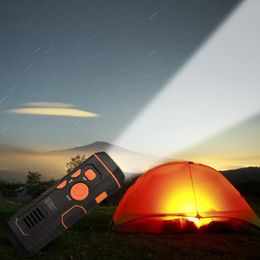 Gadgets d'extérieur Lampe de poche SOS multifonctionnelle alimentée par dynamo Radio FM rechargeable puissante pour la randonnée Camping Escalade Survie 231109