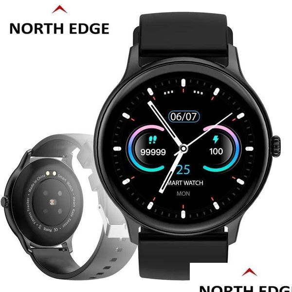 Gadgets al aire libre Reloj inteligente redondo Frecuencia cardíaca Presión arterial Ropa para dormir Pulsera Bluetooth Dial personalizado Podómetro Mtilingüe Drop Deli Dhotf