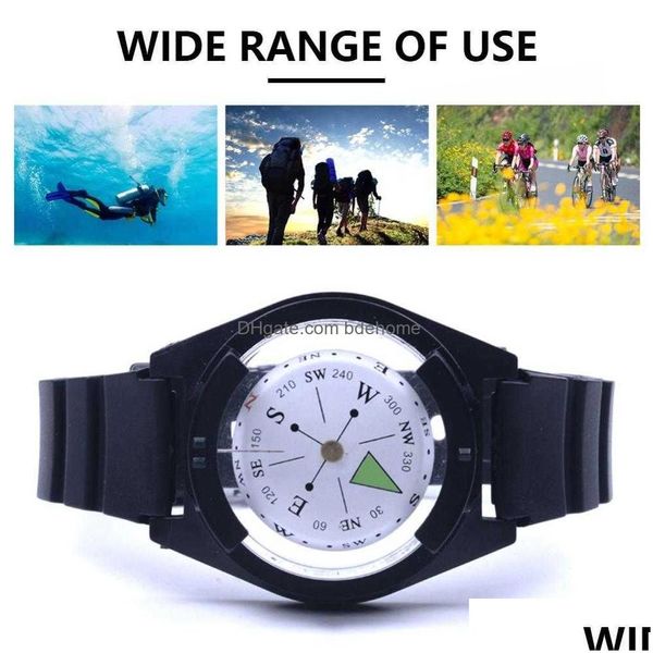 Gadgets de plein air Tactique Poignet Boussole Cam Outil Survie Aventure Randonnée Tourisme Équipement Pêche Chasse Accessoires Bande Noire Dro Dh9Sv