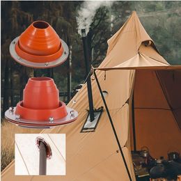 Outdoor Gadgets Tent Kachel Jack Camping Hout Jas Gat Brandwerende Buis Rode Siliconen Cover Voor Schoorsteen Duct Seals 230726