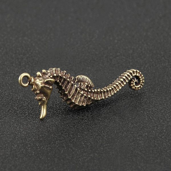 Gadgets al aire libre Vintage Brass Hippocampus Key Ring Pendants Seahorse Llaveros Hanging Rope Beads Paracord Car Gifts AccessoriesOutdoor Outd