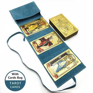 Outdoor Games Activiteiten 1 Dek Goudfolie Plastic Tarotkaarten Met Opbergtas Kaarten Waarzeggerij Astrologie Engels Gids Boek L748 230718