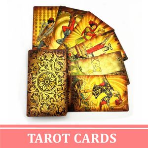 Activités de jeux de plein air 1 jeu de cartes de tarot rétro feuille d'or en plastique divination 78 cartes jeu de société de sorcière avec guide L720 230718