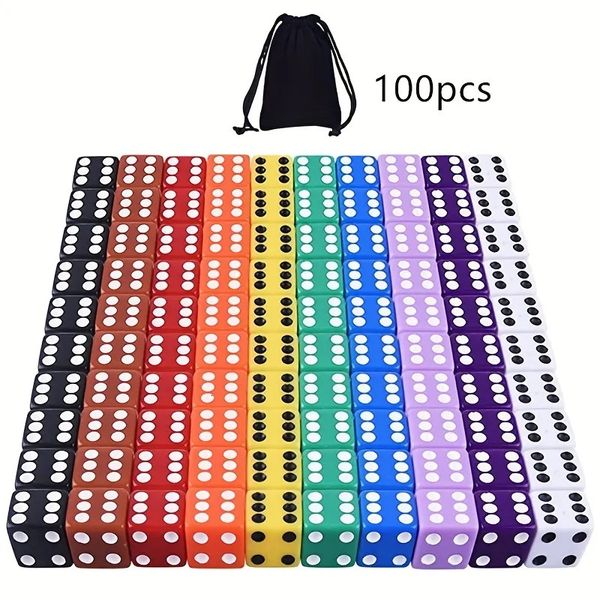 Activités de jeux de plein air 100 pièces 50 10 un ensemble de dés acryliques 062 pouces jeu mathématiques couleurs sac de rangement en velours gratuit 231020